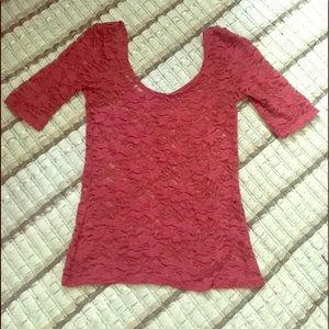 Small maroon Lacey top